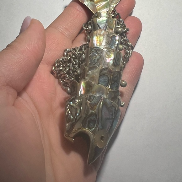 Vintage Abalone Articulated Fish Bottle Opener Mexican Silver - Picture 11 of 15